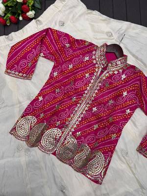 Rani Pink Color Embroidery Thread & sequin Work Simar Silk Blend Lehenga Choli Set 4