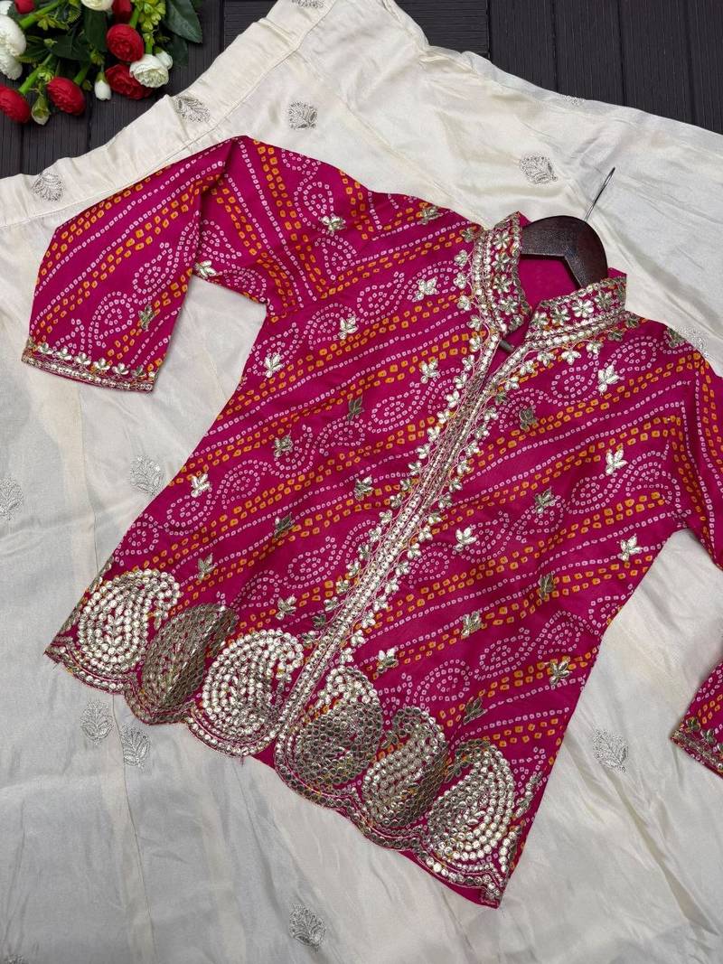 Rani Pink Color Embroidery Thread & sequin Work Simar Silk Blend Lehenga Choli Set