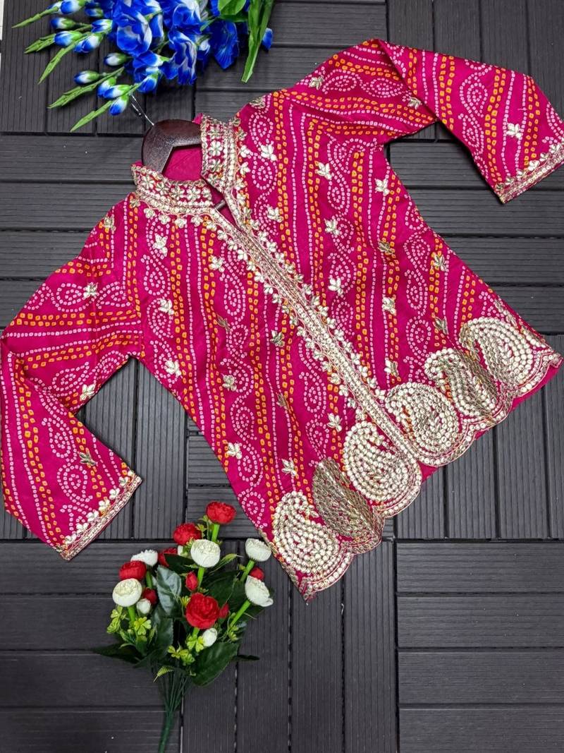 Rani Pink Color Embroidery Thread & sequin Work Simar Silk Blend Lehenga Choli Set