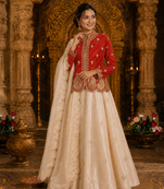 Red Color Embroidery Thread & sequin Work Simar Silk Blend Lehenga Choli Set