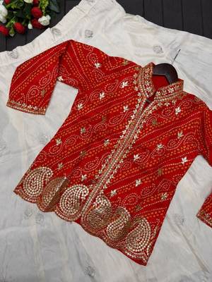 Red Color Embroidery Thread & sequin Work Simar Silk Blend Lehenga Choli Set 3