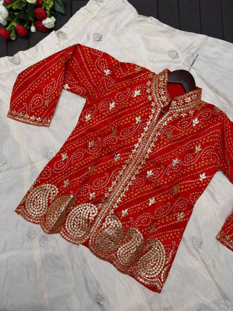 Red Color Embroidery Thread & sequin Work Simar Silk Blend Lehenga Choli Set