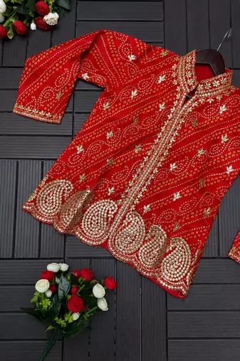 Red Color Embroidery Thread & sequin Work Simar Silk Blend Lehenga Choli Set