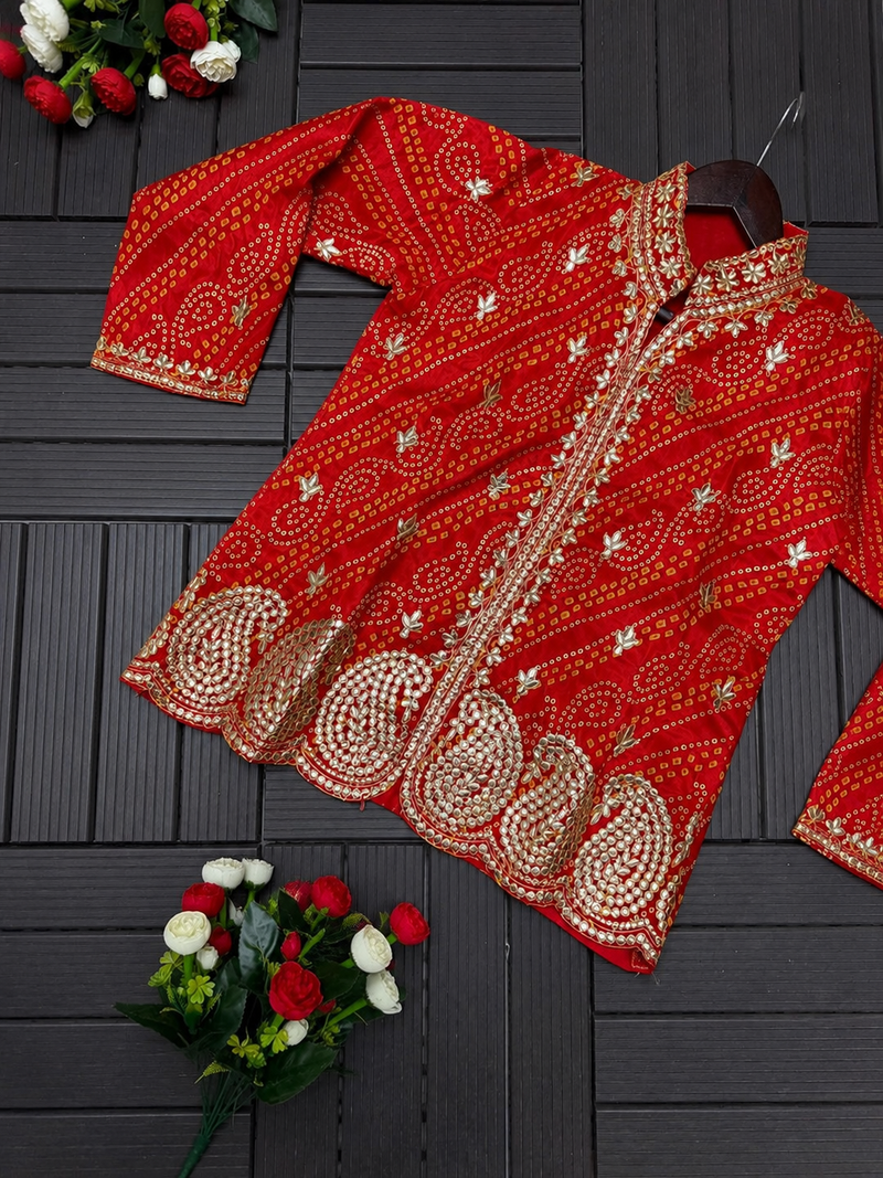 Red Color Embroidery Thread & sequin Work Simar Silk Blend Lehenga Choli Set