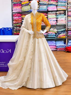 Yellow Color Embroidery Thread & sequin Work Simar Silk Blend Lehenga Choli Set 2