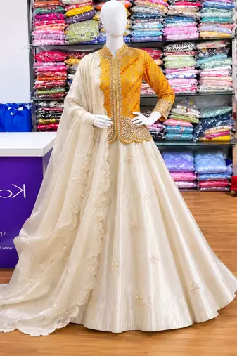 Yellow Color Embroidery Thread & sequin Work Simar Silk Blend Lehenga Choli Set
