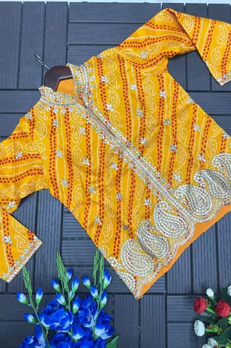 Yellow Color Embroidery Thread & sequin Work Simar Silk Blend Lehenga Choli Set