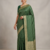 Dark Green Traditional Banarasi Silk Saree With Blouse Piece.