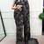 Black Color printed Work Satin Saree