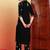 Women black floral embroidered chikankari mandarin collar kurta & palazzo set