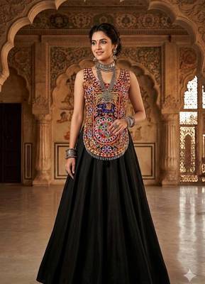 Multicolor embroidered cotton u-neck blouse 1