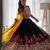 Black Faux Georgette Original Mirror Chain Stitch Chaniya Choli For Navratri Set with Yellow Dupatta