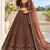 Brown Thai Silk Thread, Sequins & Dori Embroidered Lehenga Choli with Matching Dupatta