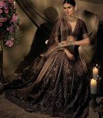 Brown Thai Silk Thread, Sequins & Dori Embroidered Lehenga Choli with Matching Dupatta