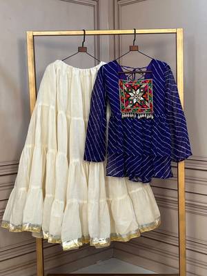 Royal Purple Traditional Kora Cotton Frill Chaniya Choli For Navratri set & Festive Wear 5