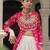 Rani Pink & Off White Kora Cotton 12 Meter Frill Stitched Chaniya Choli For Navratri Set with Dori Latkan