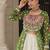 Olive Green & Off White Kora Cotton 12 Meter Frill Stitched Chaniya Choli For Navratri Set with Dori Latkan