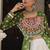 Olive Green & Off White Kora Cotton 12 Meter Frill Stitched Chaniya Choli For Navratri Set with Dori Latkan