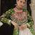 Olive Green & Off White Kora Cotton 12 Meter Frill Stitched Chaniya Choli For Navratri Set with Dori Latkan