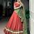 Brick Red Pure Chanderi Zari Weaving Butti Chaniya Choli For Navratri Set with Olive Green Dupatta