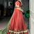 Brick Red Pure Chanderi Zari Weaving Butti Chaniya Choli For Navratri Set with Olive Green Dupatta