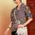 Women multicolor graphic printed mandarin collar cotton casual slim fit shirt