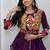 Purple Navratri Gamthi Work Cotton Blend Lehenga Choli with Designer Koti For Garba