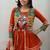 Rust Orange Navratri Gamthi Work Cotton Blend Lehenga Choli with Designer Koti For Garba