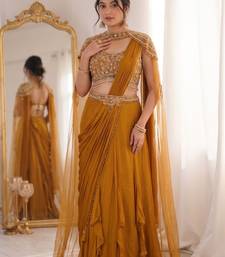 Mustard Color Banglori With Embroidery sequin Work Rangoli Silk Blend Fabric With Fancy Lehengha Choli Set 