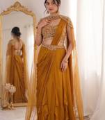 Mustard Color Banglori With Embroidery sequin Work Rangoli Silk Blend Fabric With Fancy Lehengha Choli Set 