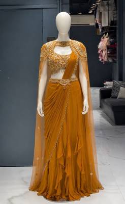 Mustard Color Banglori With Embroidery sequin Work Rangoli Silk Blend Fabric With Fancy Lehengha Choli Set  2
