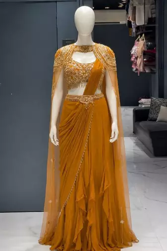 Mustard Color Banglori With Embroidery sequin Work Rangoli Silk Blend Fabric With Fancy Lehengha Choli Set 