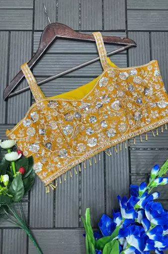 Mustard Color Banglori With Embroidery sequin Work Rangoli Silk Blend Fabric With Fancy Lehengha Choli Set 