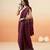Burgundy ajrakh printed cotton saree