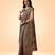 Brown ajrakh printed cotton saree