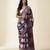 Burgundy blue ajrakh printed cotton saree