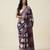 Burgundy blue ajrakh printed cotton saree