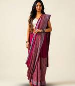 Maroon ajrakh printed cotton saree