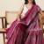 Maroon ajrakh printed cotton saree
