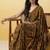 Mustard yellow ajrakh printed cotton saree
