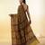 Mustard yellow ajrakh printed cotton saree