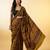 Mustard yellow ajrakh printed cotton saree