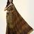 Mustard yellow ajrakh printed cotton saree