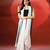 White teal blue handloom khadi saree