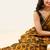 Mustard yellow ajrakh printed cotton saree