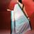 White teal blue handloom khadi saree