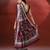 Maroon grey ajrakh printed cotton saree