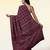Maroon wine ajrakh printed cotton saree