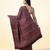 Maroon wine ajrakh printed cotton saree