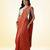 Rust orange ajrakh printed cotton saree